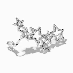 Crystal Stars Silver-tone Crawler Ear Cuff Earring,