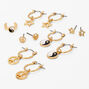 Gold Mixed Stud &amp; Huggie Hoop Earrings - 6 Pack,