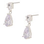 Silver Cubic Zirconia 1&quot; Teardrop Drop Earrings,