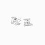 Silver Cubic Zirconia 8MM Square Stud Earrings,