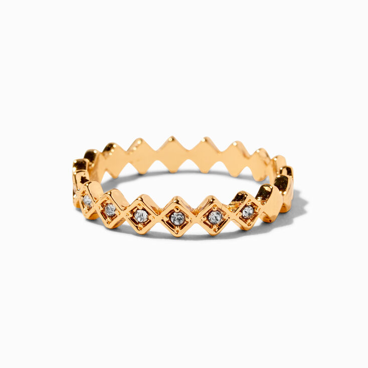 Gold Crystal Diamond Ring,