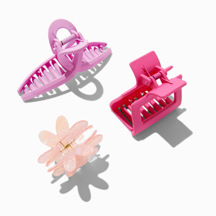 Marble Pink Tonal Flower Hair Claws - 3 Pack,