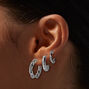 Silver-tone Graduated Embellished Hoop Earring Stackables Set - 6 Pack,