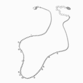 Silver-tone Cubic Zirconia Confetti Ball Chain Necklace,
