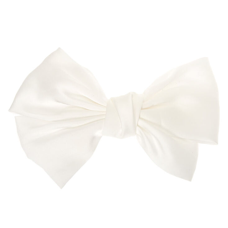 White Large Hair Bow Clip,