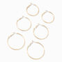 Gold Graduated Hinge Hoop Earrings - 3 Pack,