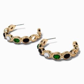 Gold-tone Rhinestone 20MM Hoop Earrings ,