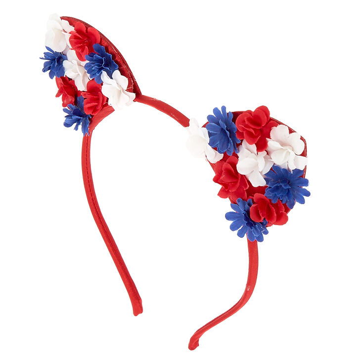 Floral Cat Ears Headband - Red,