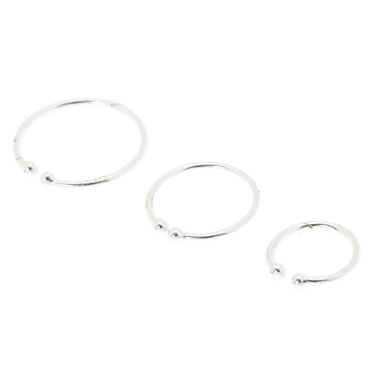 Sterling Silver Faux Nose Rings - 3 Pack,
