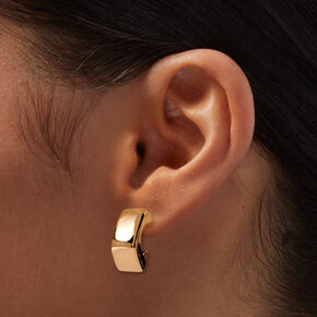Chunky Gold-Tone Clip-On Hoop Earrings,
