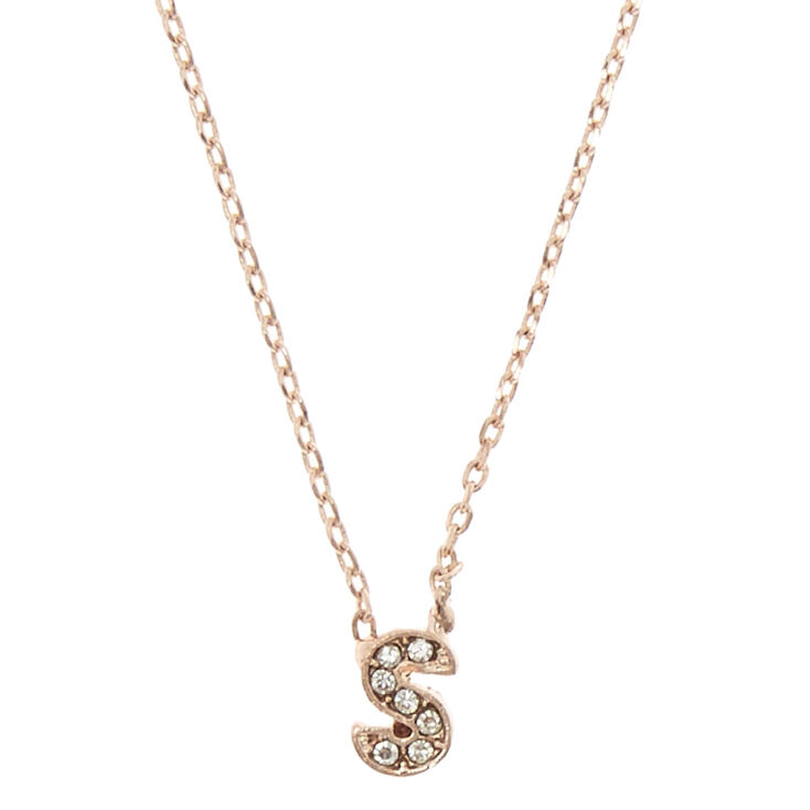 Rose Gold-Tone "S" Initial Pendant Necklace,