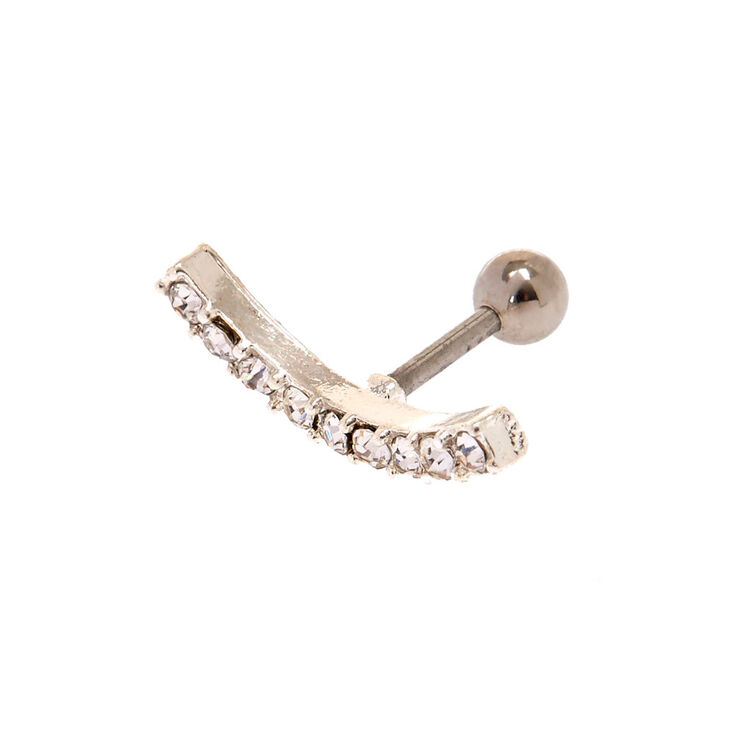 Silver Curve Cartilage Earring,