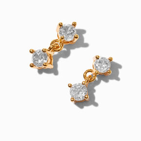 Gold-tone Cubic Zirconia 0.5&quot; Drop Earrings,