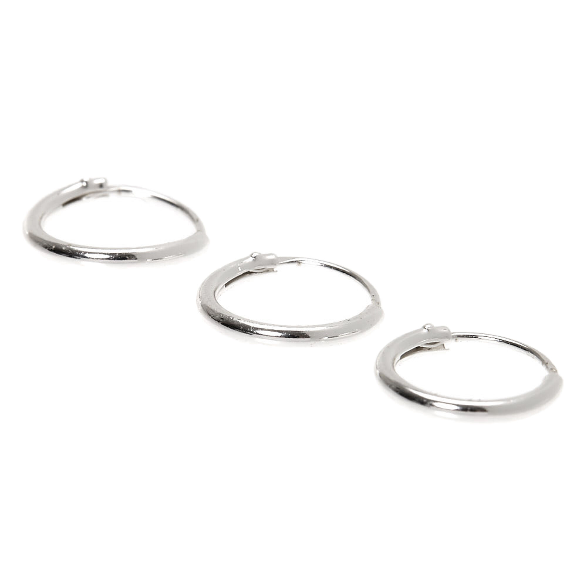 Sterling Silver 22G Cartilage Snap Hoop Earrings 3 Pack Icing US
