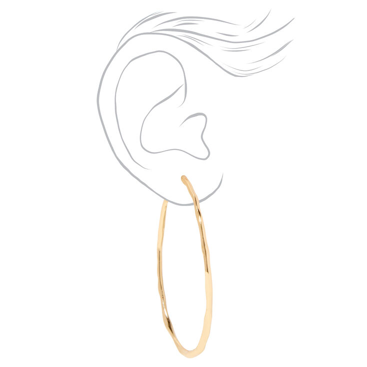 Gold 80MM Molten Hoop Earrings,