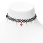 Black &amp; Red Lips Tattoo Choker Necklace,