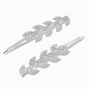 Silver Pav&eacute; Leaf Hair Pins - 2 Pack,