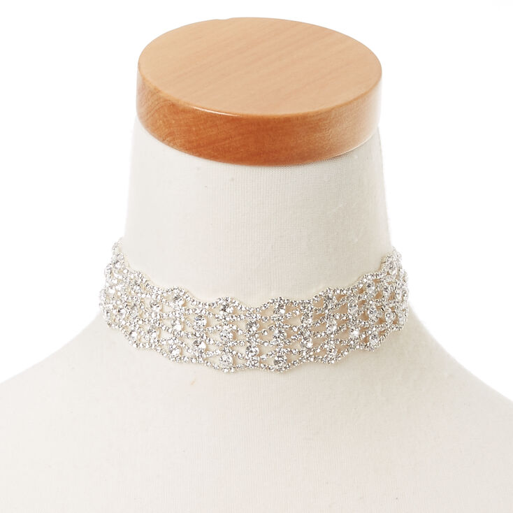 Glass Stone Choker Necklace,
