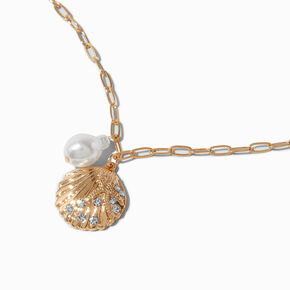 Starfish, Shell, &amp; Pearl Gold-tone Pendant Necklace,