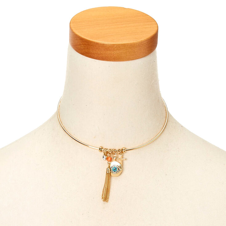 Gold-Tone Mystical Themed Choker Necklace,