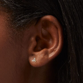 Gold Cubic Zirconia Trio Stud Earrings,
