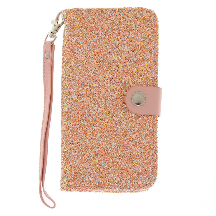 Blush Crushed Glitter Folio Phone Case - Pink,