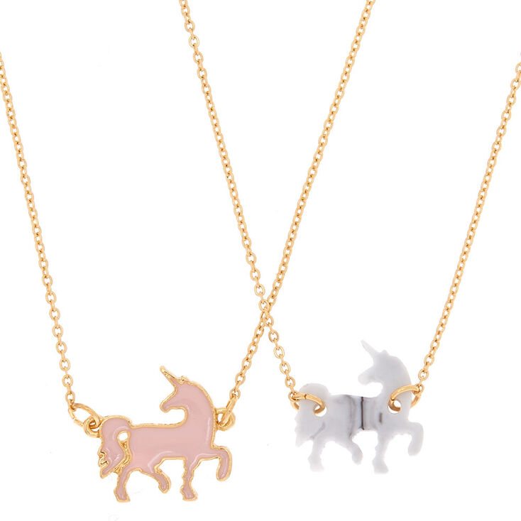 Best Friends Unicorn Pendant Necklaces - Pink,