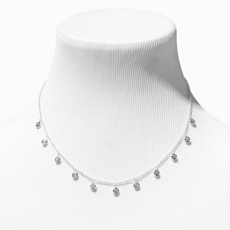 Icing Select Sterling Silver Plated Cubic Zirconia Confetti Charm Necklace,