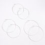 Silver-tone 60MM, 70MM, 80MM Hoop Earrings - 3 Pack,