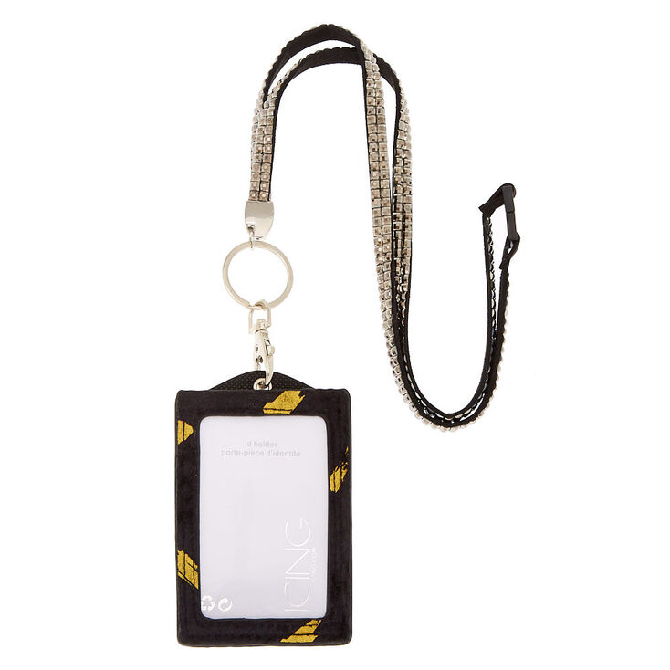 Velvet Keyring ID Holder with Lanyard - Black,