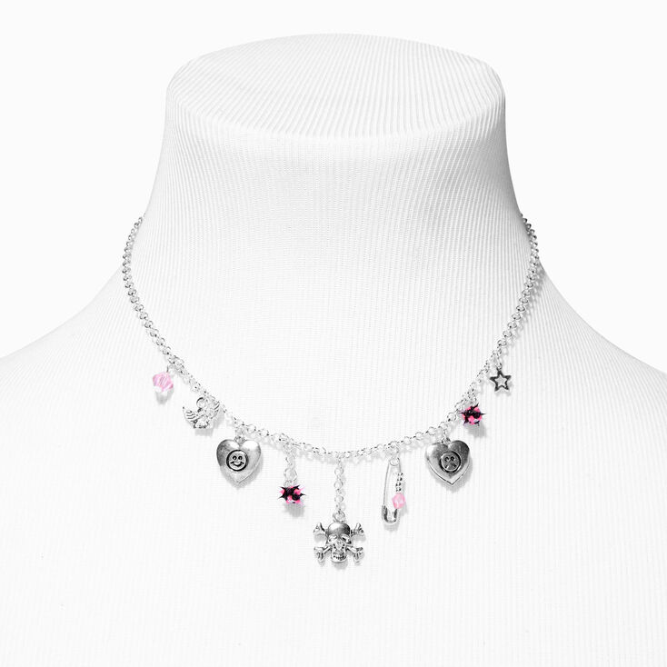 Silver Goth Icon Charm Necklace,