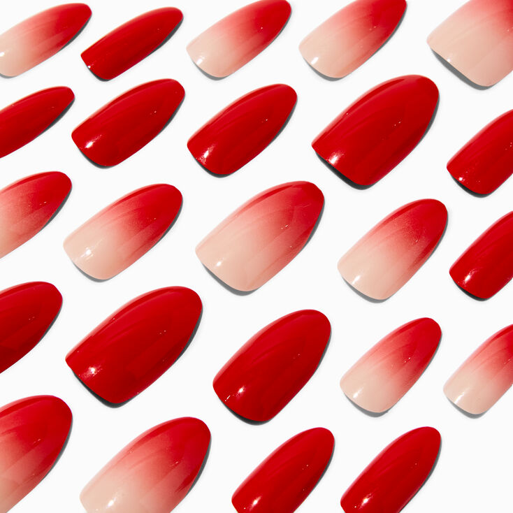 Red Ombre Stiletto Vegan Faux Nail Set - 24 Pack,