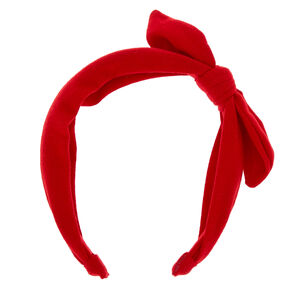 Red Silky Knotted Bow Headband,