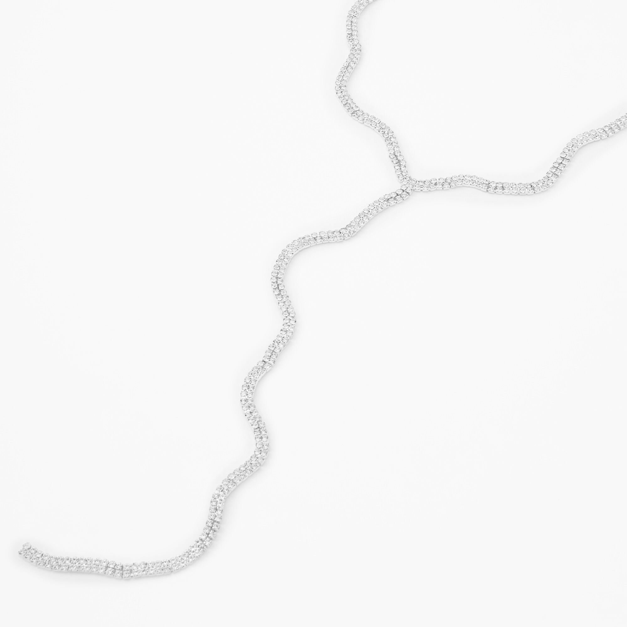 Silver Rhinestone Snake Y Neck Statement Necklace Icing US