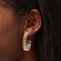 Gold-tone 40MM Textured Leaf Hoop Earrings,