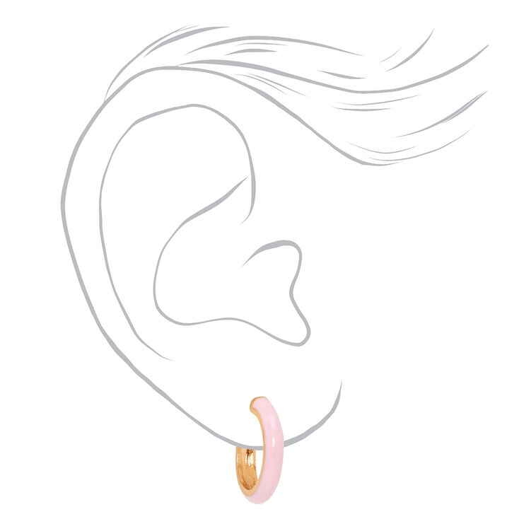 Gold Hoop &amp; Stud Earrings - Pink, 6 Pack,