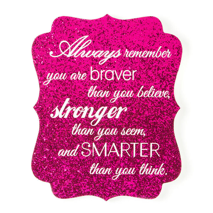 Always Remember Hot Pink Glitter Wall Plaque,