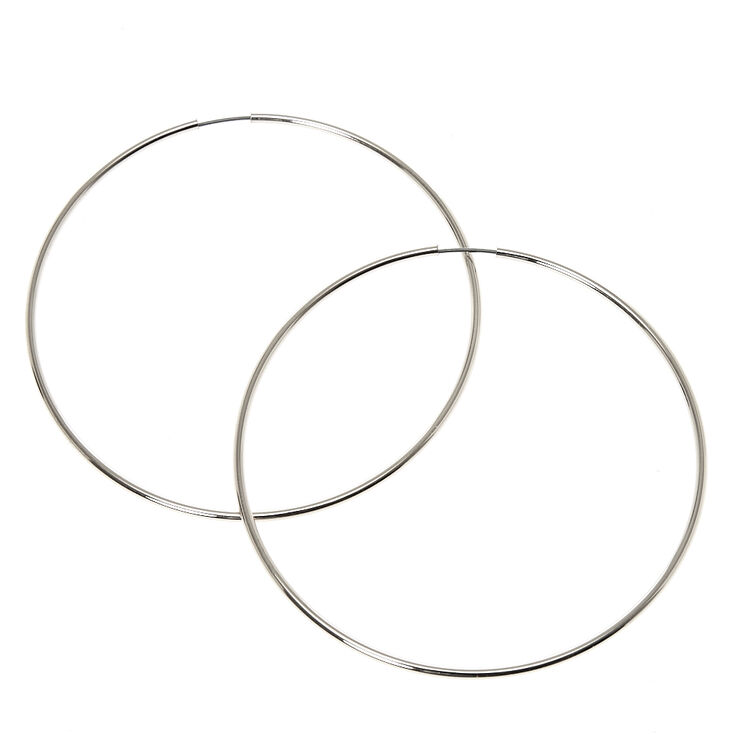 60MM Thin Silver Tone Hoop Earrings,
