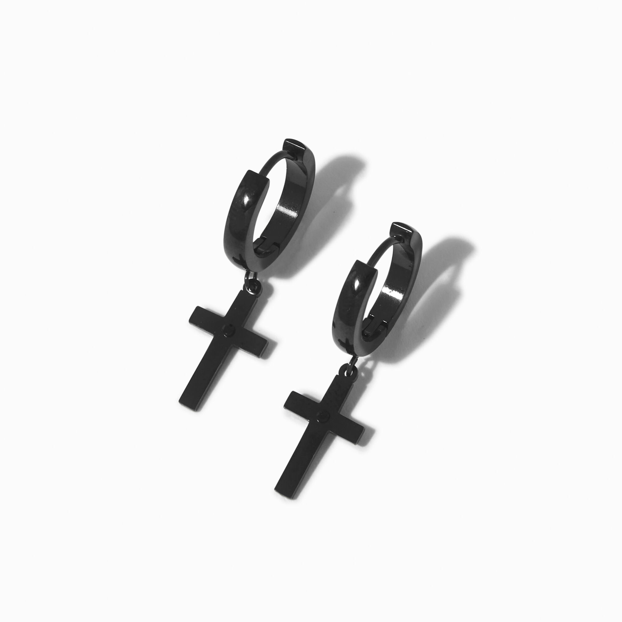 Black cross hoop shop earrings