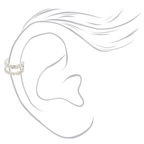 Silver Embellished Double Row Ear Cuff,