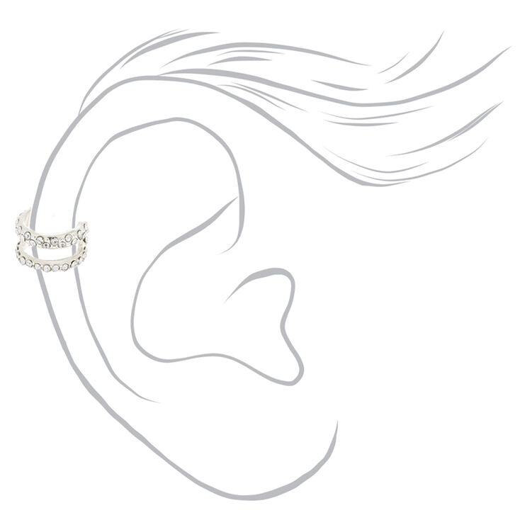 Silver Embellished Double Row Ear Cuff,