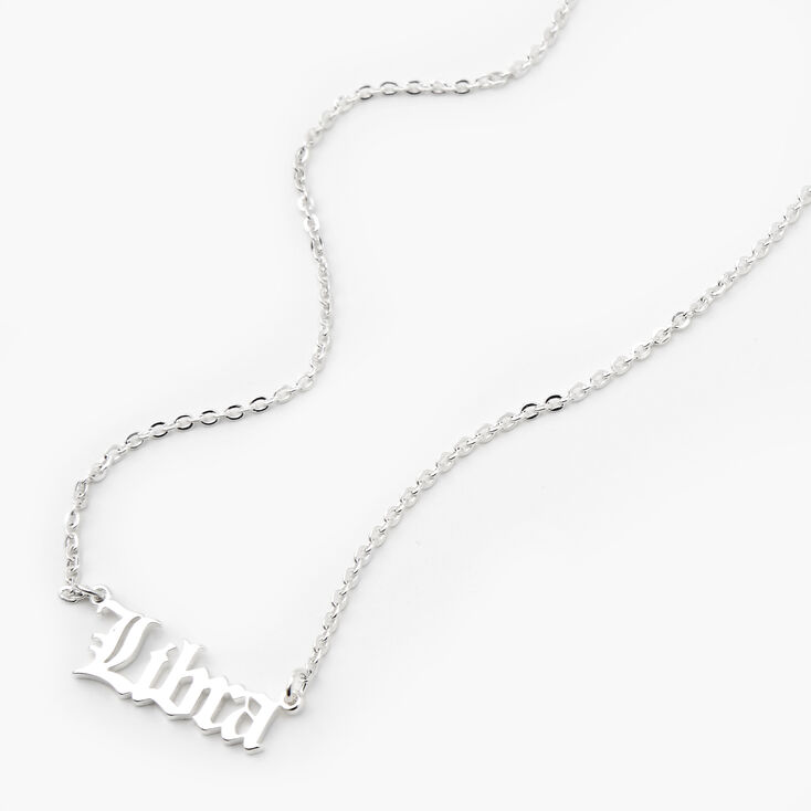 Silver Gothic Zodiac Pendant Necklace - Libra