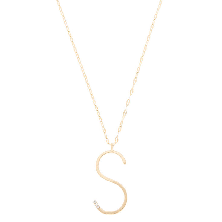 Oversized Initial Stone Pendant Necklace - S,