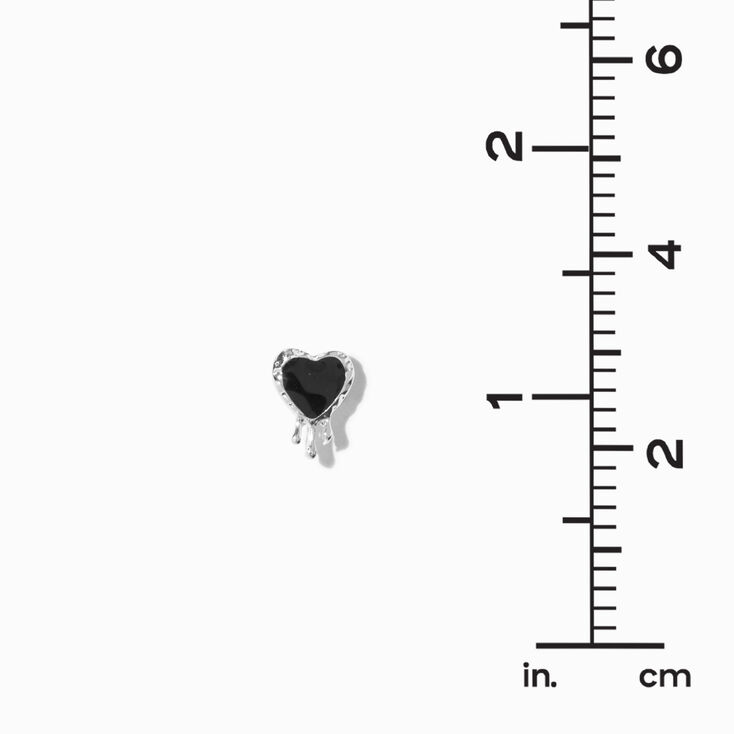 Black Drippy Heart Stud Earrings,