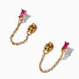 Icing Select 18k Yellow Gold Plated Fuchsia Cubic Zirconia Baguette Front &amp; Back Stud Earrings,