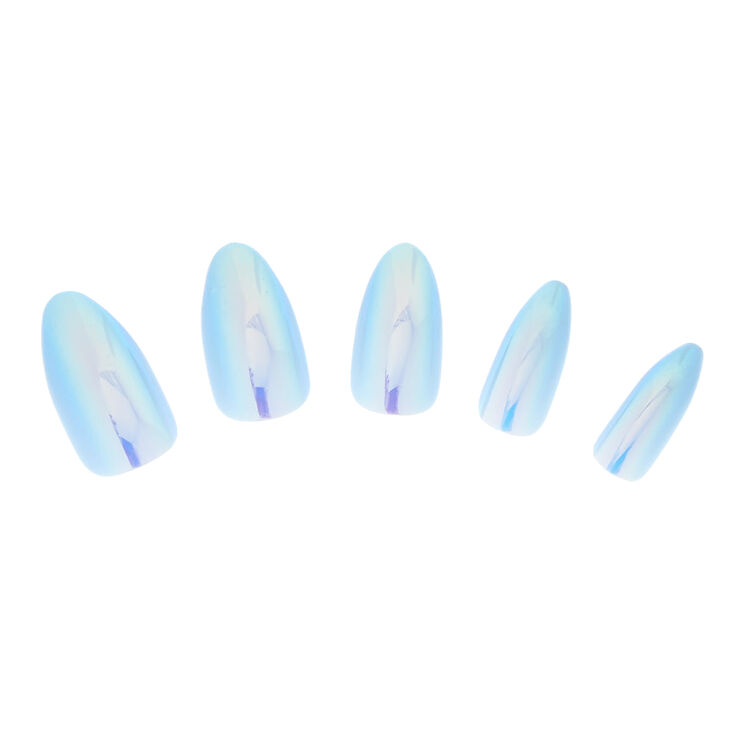 Blue Holographic Instant Nails,