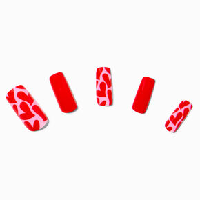 Red Heart Long Square Vegan Faux Nail Set - 24 Pack,
