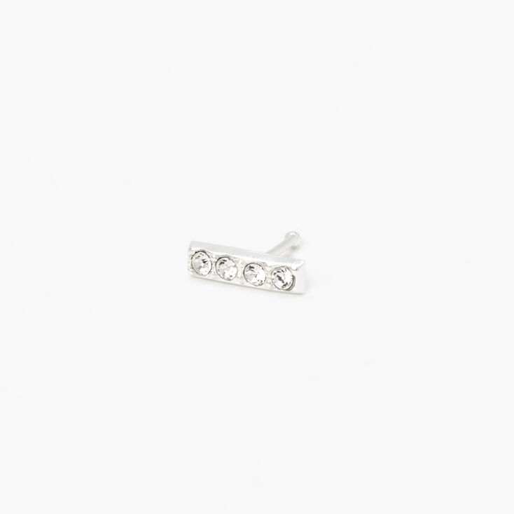 Sterling Silver 20G Embellished Bar Nose Stud,