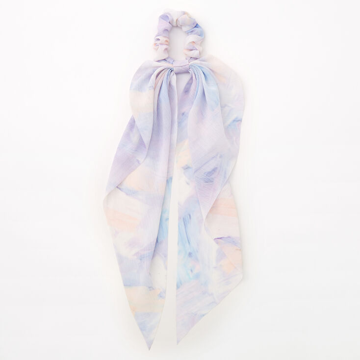 Small Watercolor Hair Scrunchie Scarf - Lilac,
