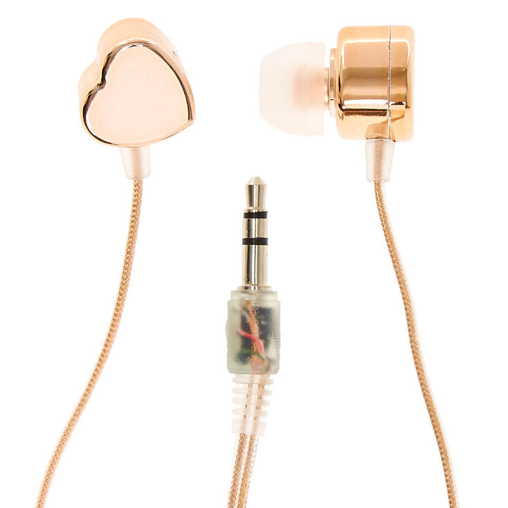 Rose-Gold Toned Heart Shaped Earbuds,